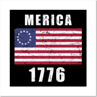 Betsy Ross Flag America - Merica 1776 Posters and Art